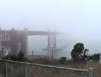 Golden Gate Bridge with fog from south